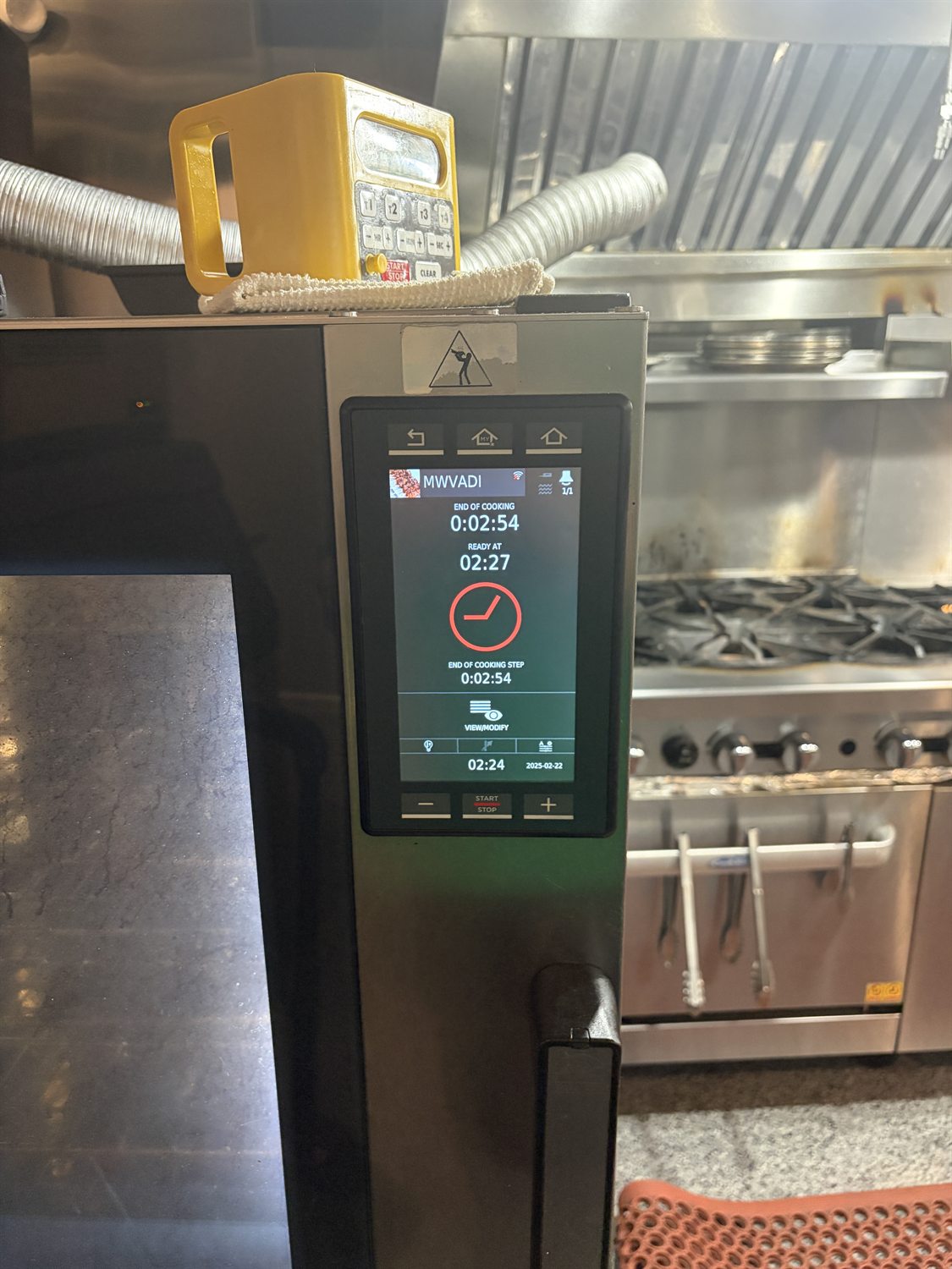 Commercial combi oven control panel during service